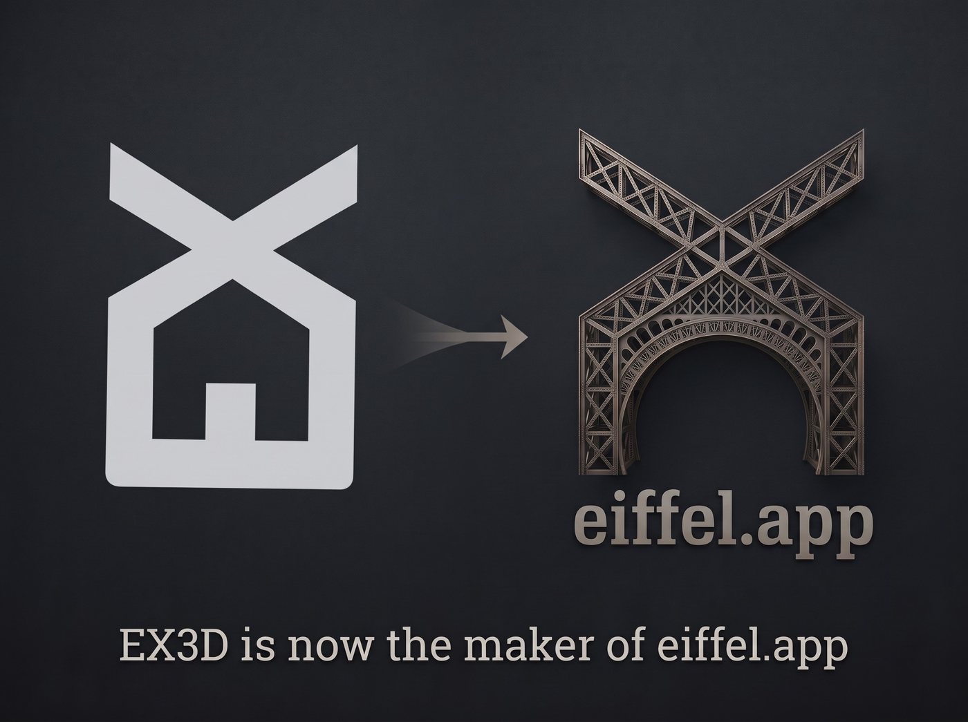 The EX3D mark becoming the Eiffel mark: EX3D is now the maker of eiffel.app